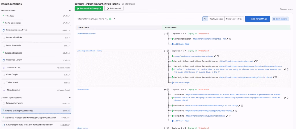 search atlas otto seo internal linking opportunities issues