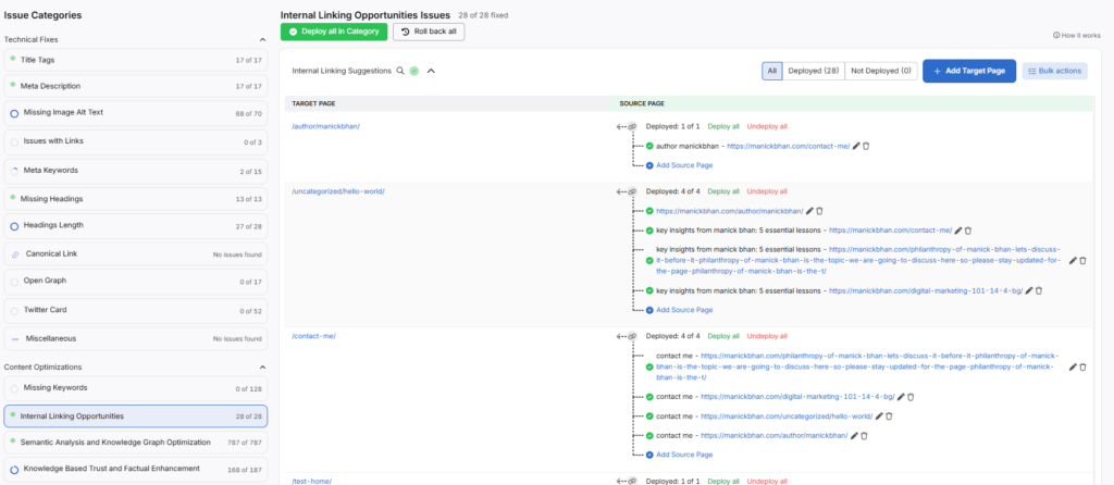 search atlas otto seo internal linking opportunities issues