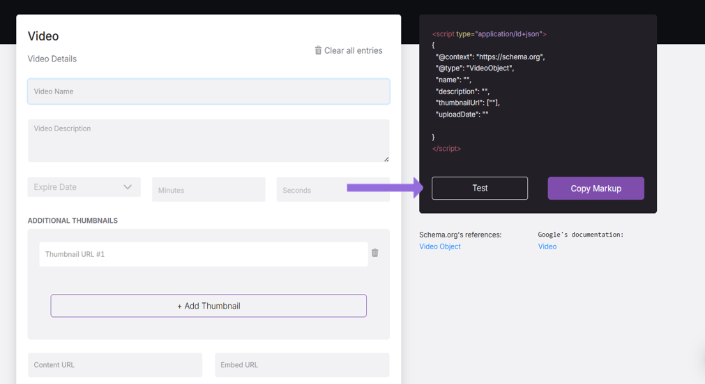 rich results testing in schema generator