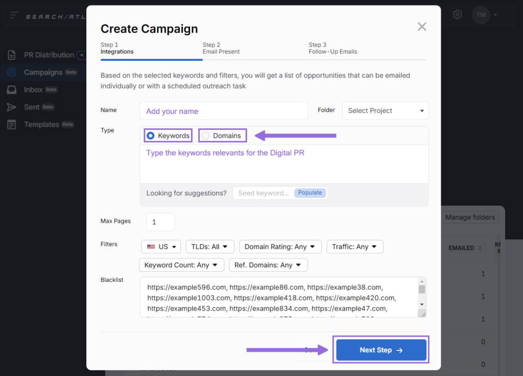 creating PR campaign in search atlas