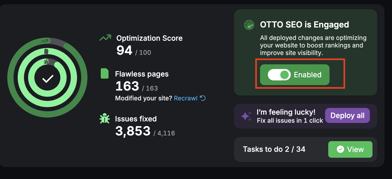 Step 5: After your crawl is complete on the dashboard, apply changes by clicking on the Enable button.