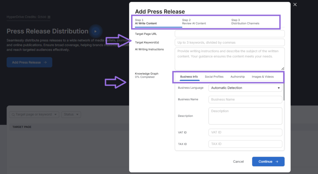 The Press Release Distribution feature in the Search Atlas Digital PR Tool