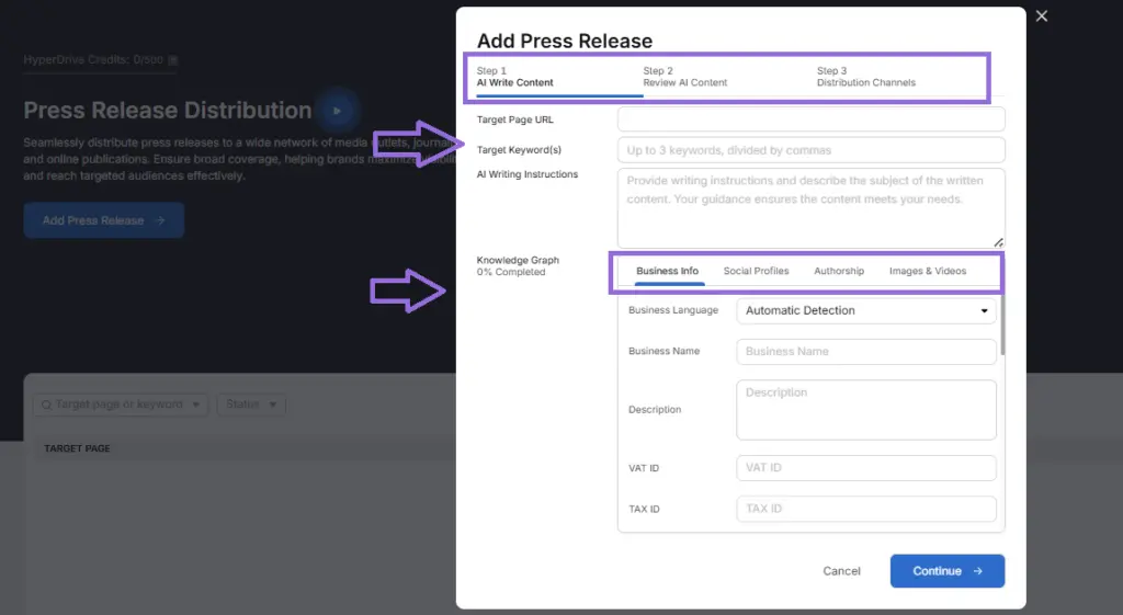 The Press Release Distribution feature in the Search Atlas Digital PR Tool