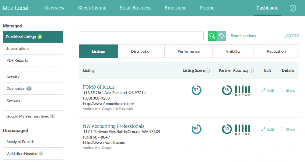 moz local listing management