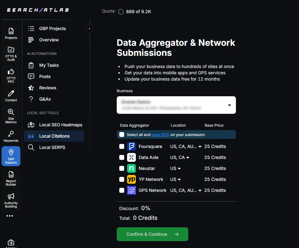 search atlas data aggregator citations network submissions