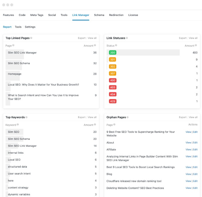 Slim SEO Link Manager