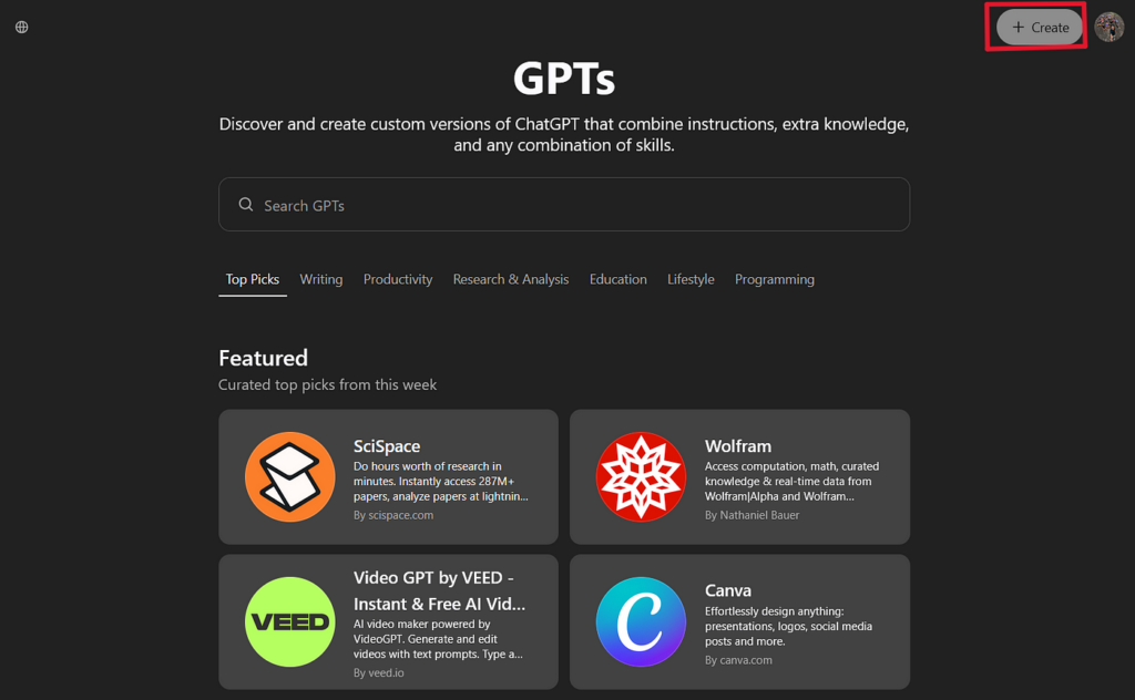 ChatGPTs custom GPTs