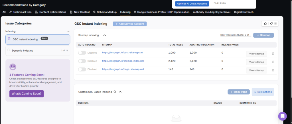 Instant Indexing, Search Atlas