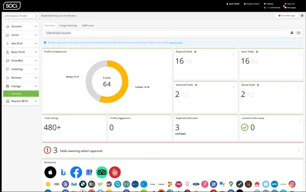 SOCi dashboard