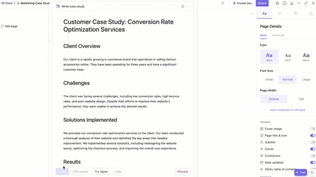 ClickUp AI Writing Assistant