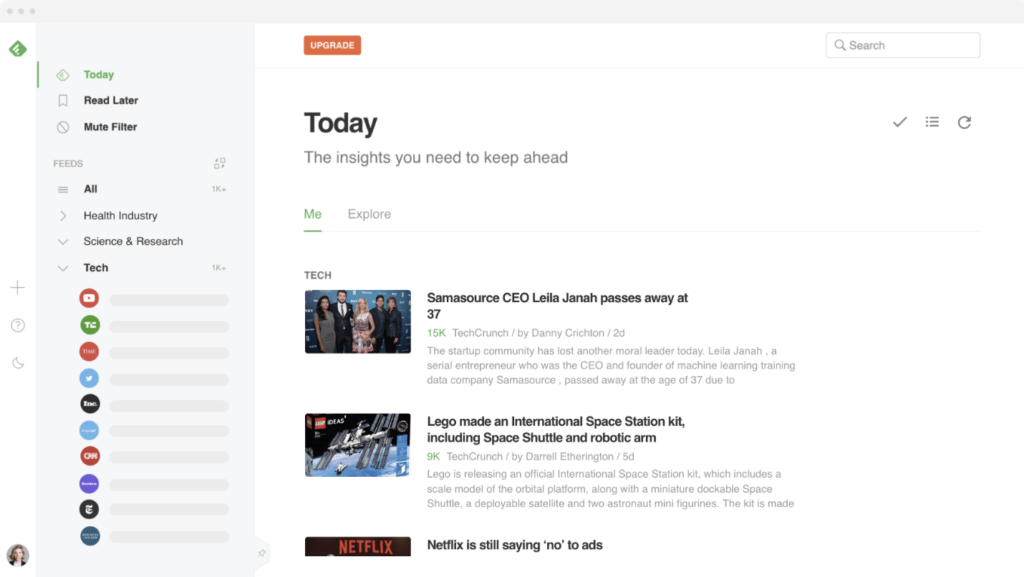 feedly dashboard