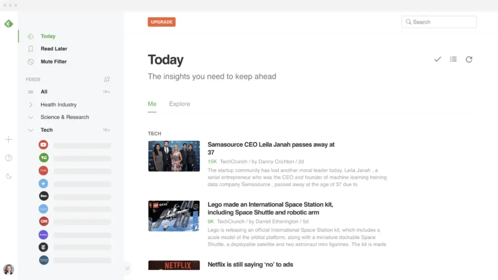 feedly dashboard