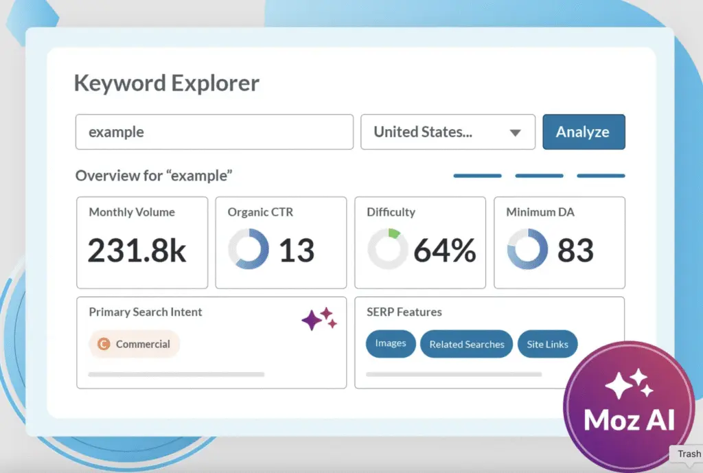 Moz keyword explorer