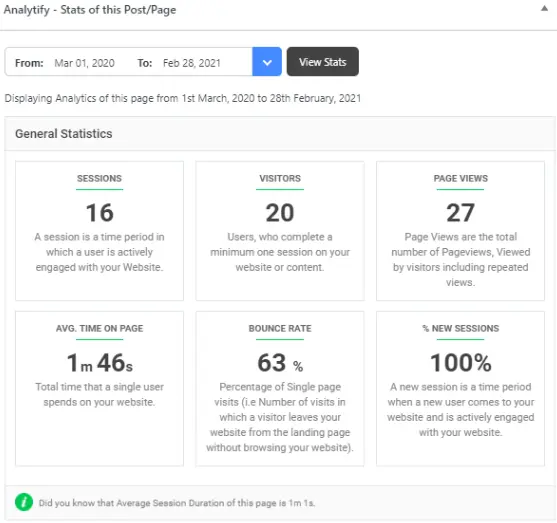 analitufy page level