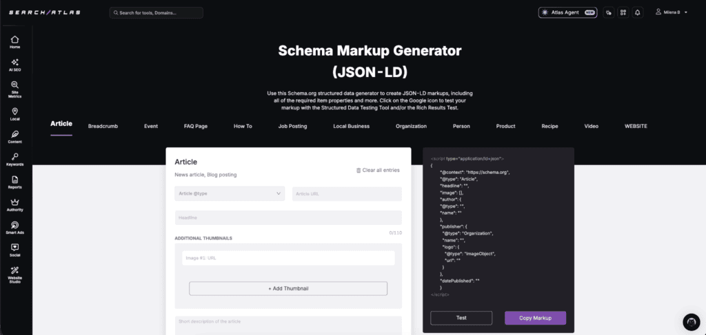 Search Atlas schema markup