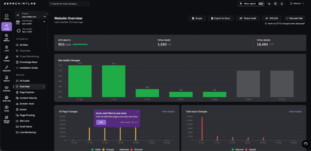 Search Atlas site auditor interface