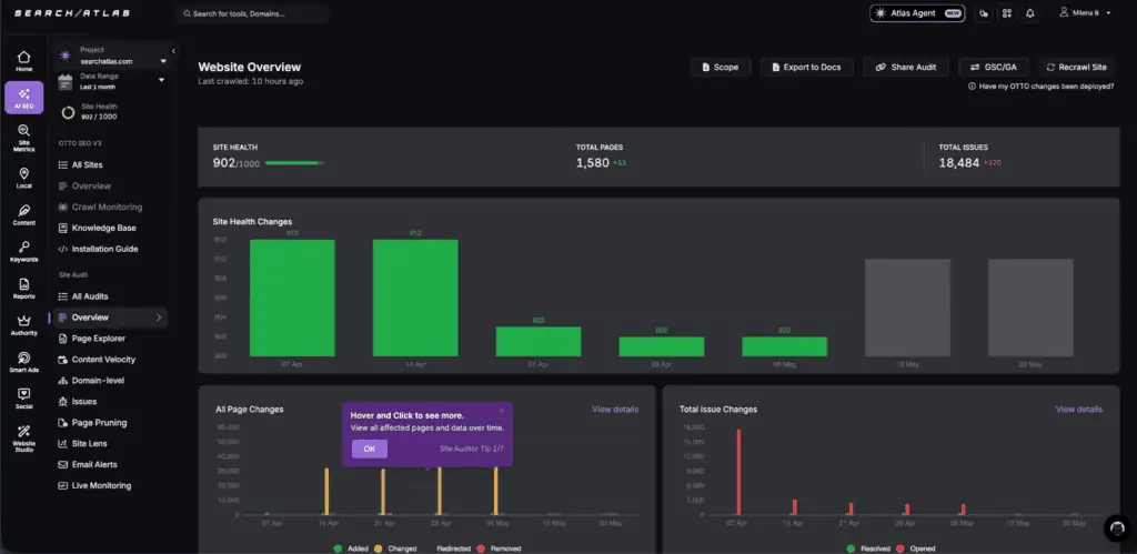Search Atlas site auditor interface