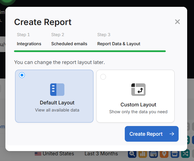 choosing the report layout through SA report builder
