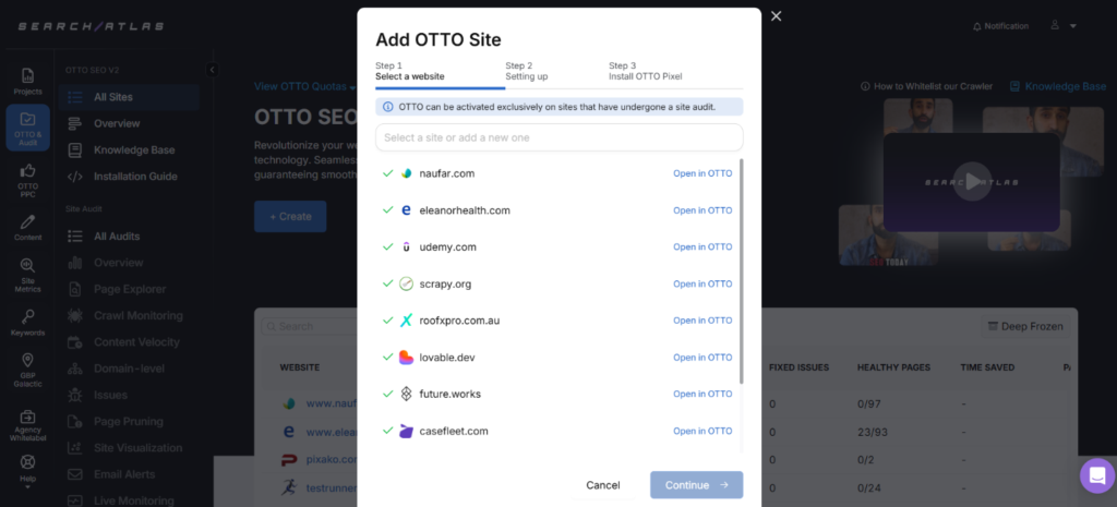 attaching the otto seo pixel to the website header