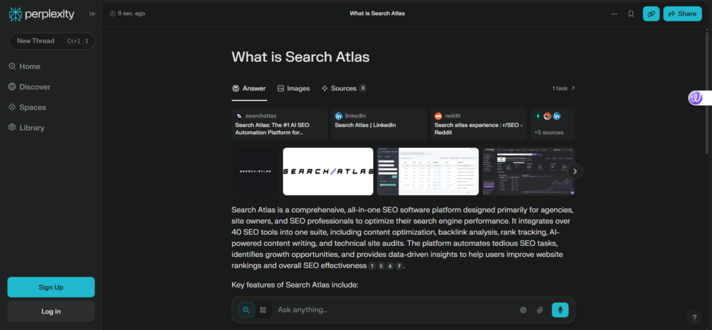 perplexity ai seo tool interface