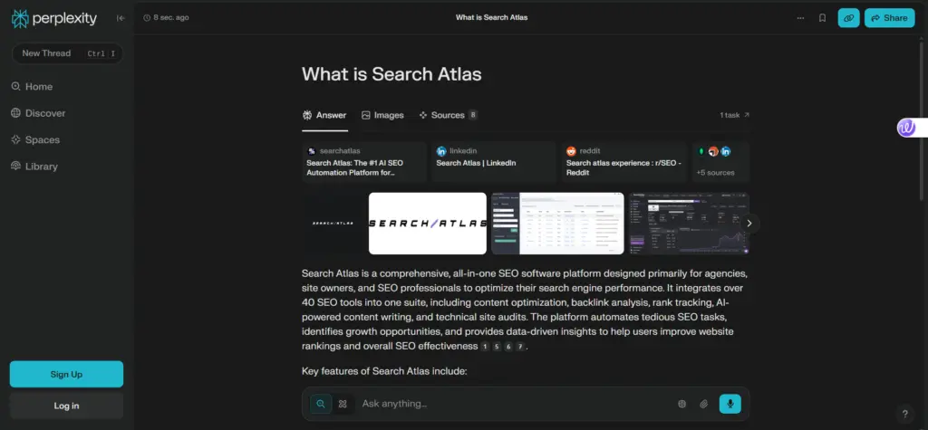 perplexity ai seo tool interface