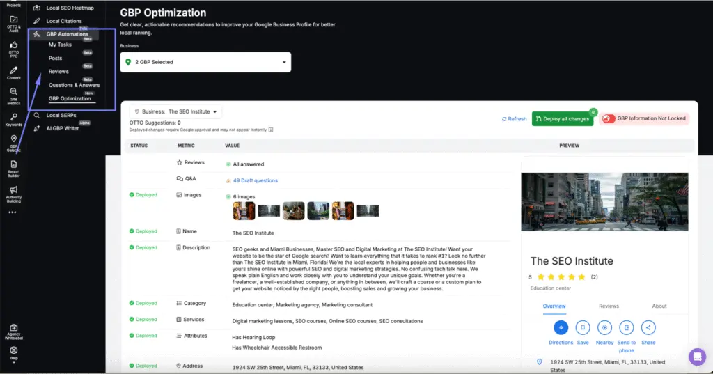 search atlas GBP automation dashboard