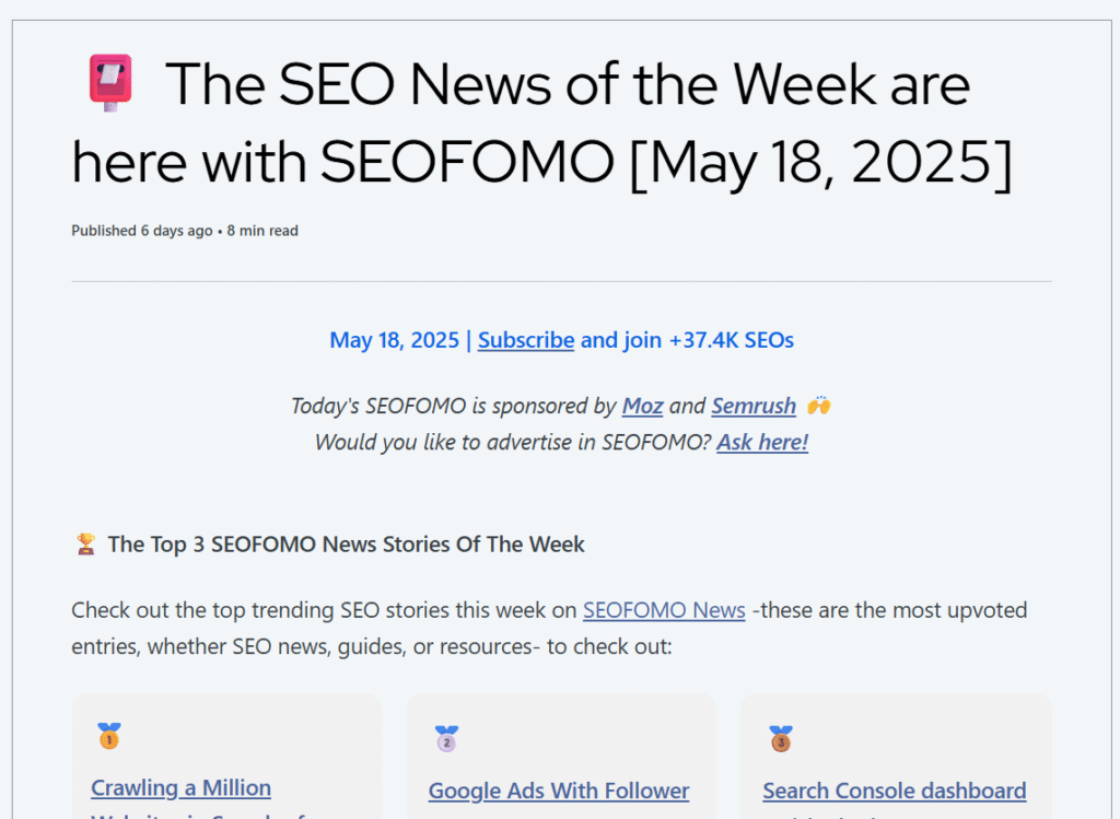 newsletter SEOFOMO