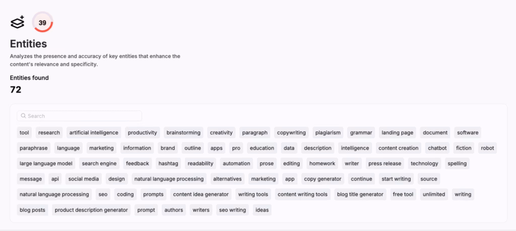 entities in search atlas scholar tool