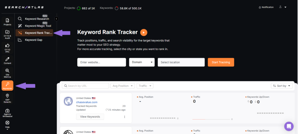 keyword rank tracker for tracking keyword rankings