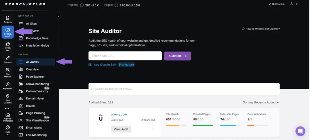 site audit tool for SEO analysis