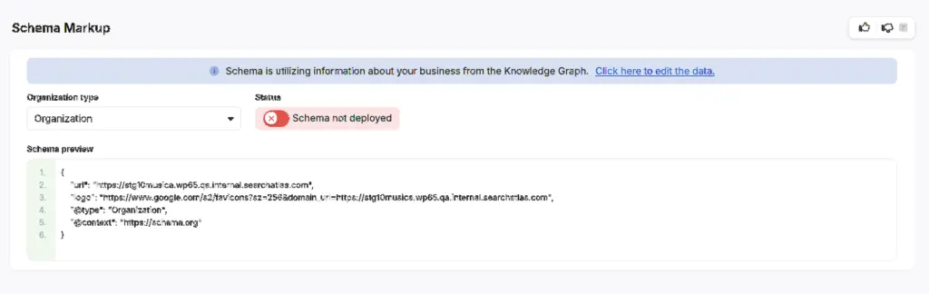 schema markup in otto seo tool