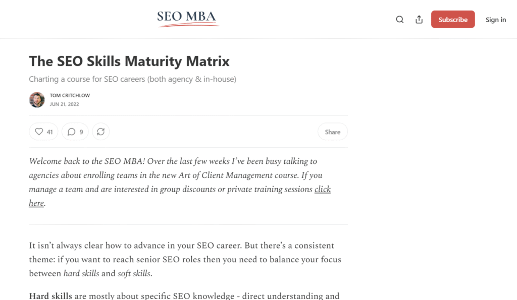 newsletter seo mba