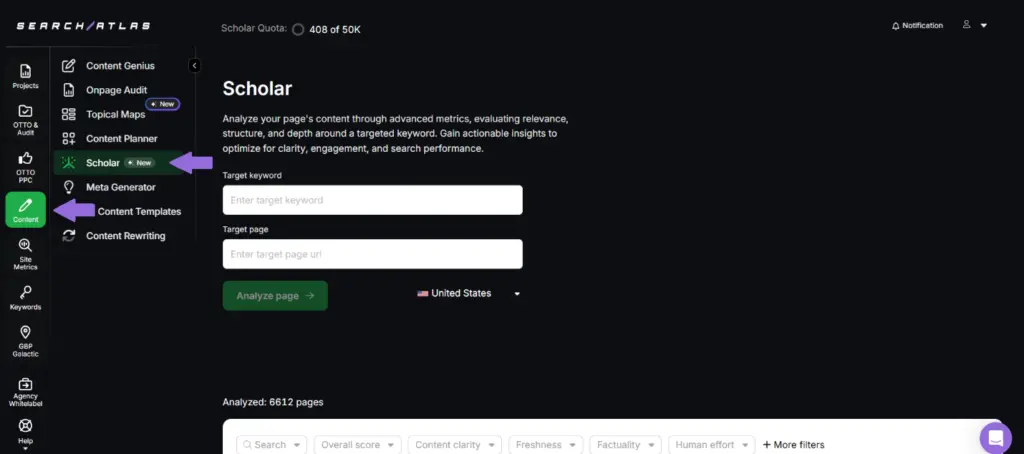 SEO analysis using SA scholar tool