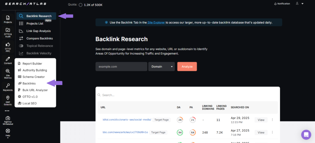 backlink research tool for backlink profile