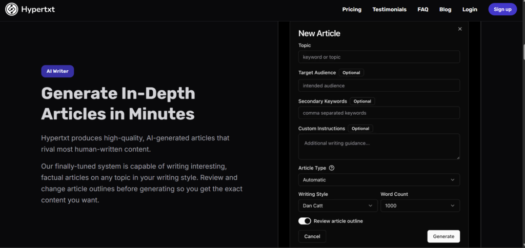 hypertxt ai seo tool