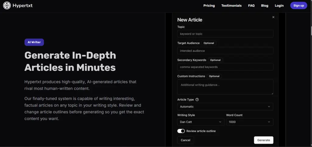 hypertxt ai seo tool