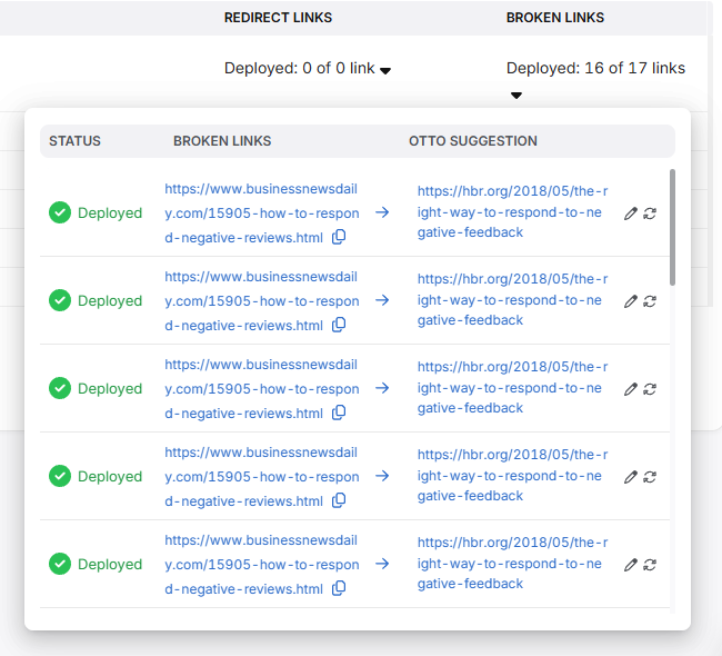 search atlas OTTO SEO Broken Links backlinks outbound links external links