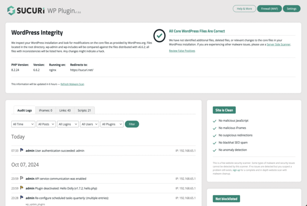 sucuri dashboard