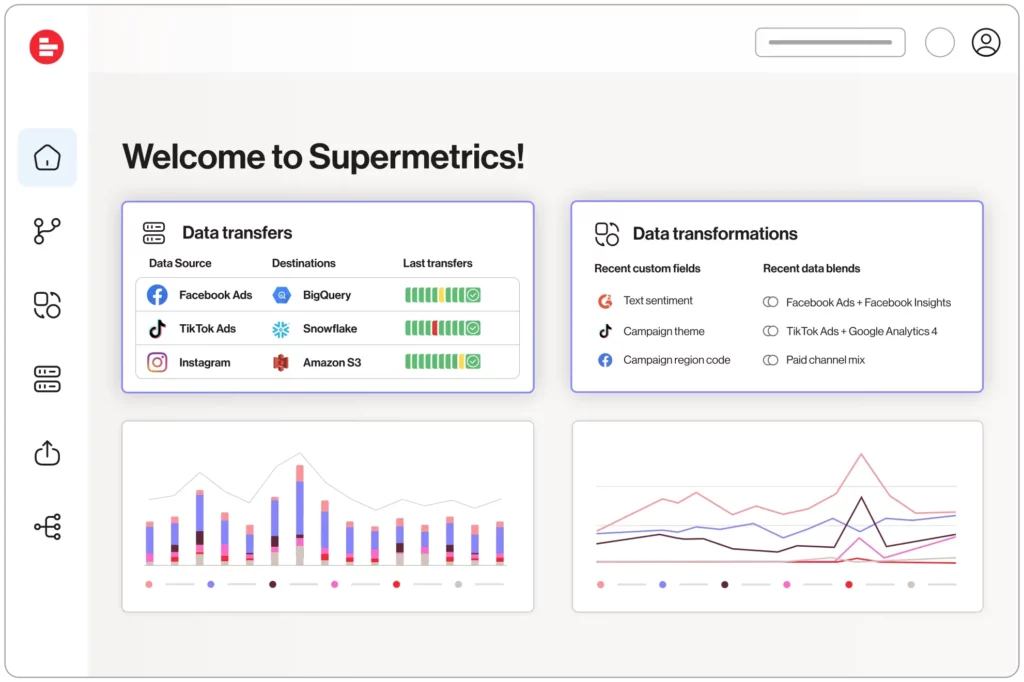 supermetrics data sources connection data transfers data transformations