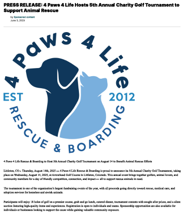 Charity Press Release