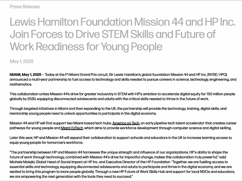 Expert Position Press Release
