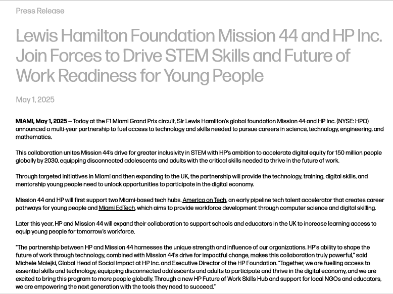 Expert Position Press Release