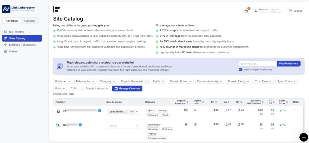 Link building exchange Search Atlas Link Laboratory