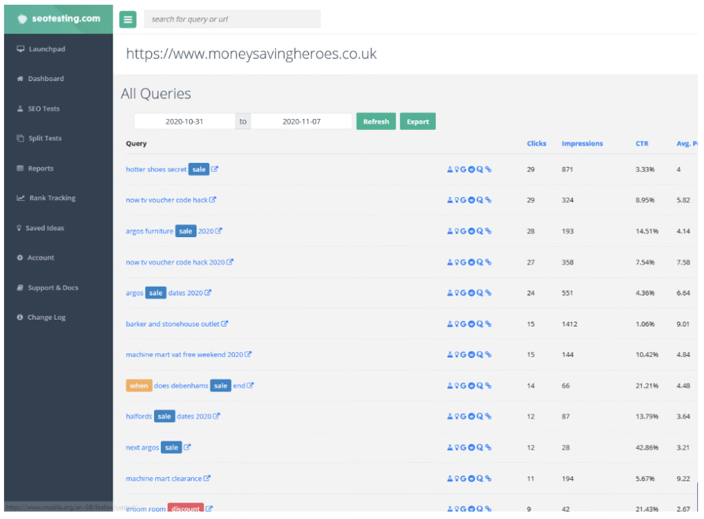 SEOTesting extension
