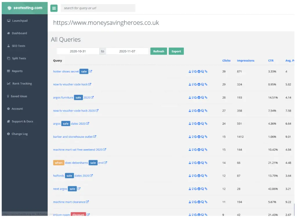 SEOTesting extension
