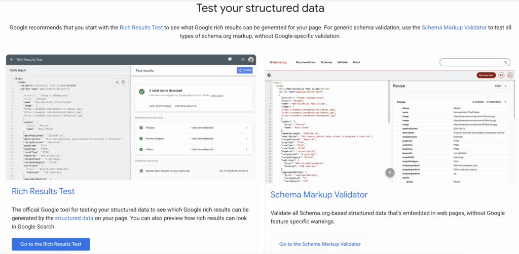 schema markup test google