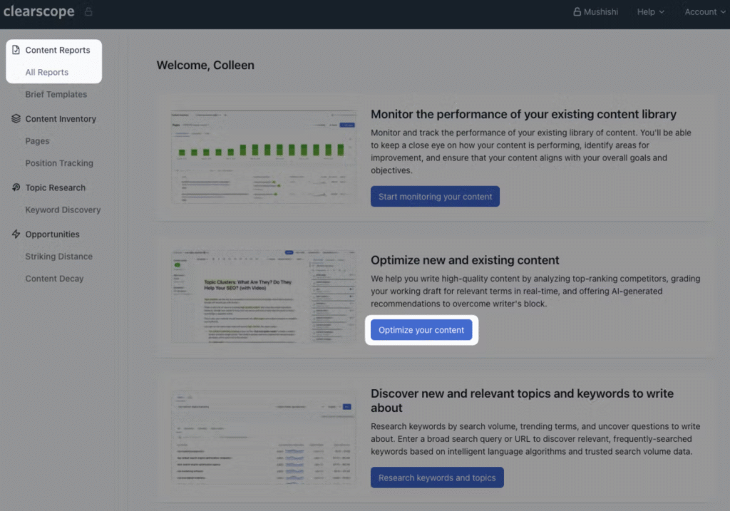 clearscope content report