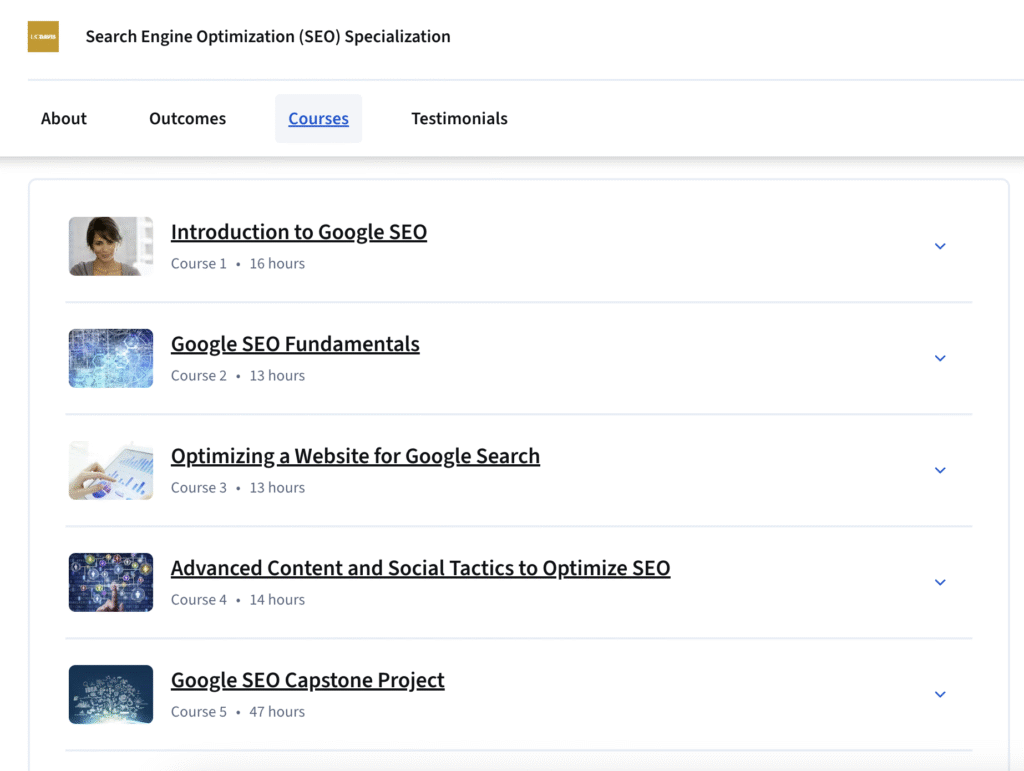 Search Engine Optimization (SEO) Specialization - UC Davis