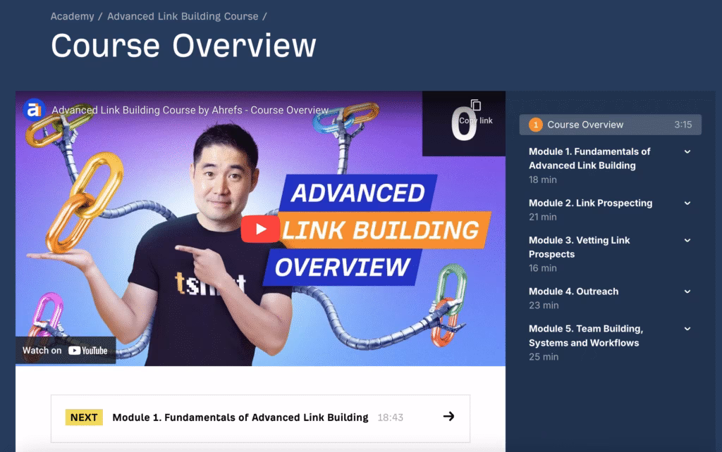 Advanced Link Building Course - Ahrefs