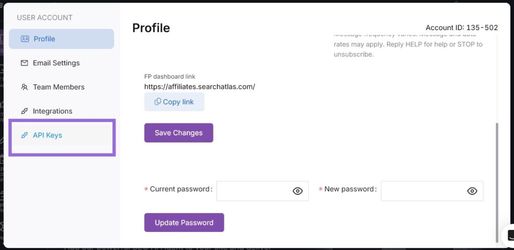 Search Atlas API Key Step 2